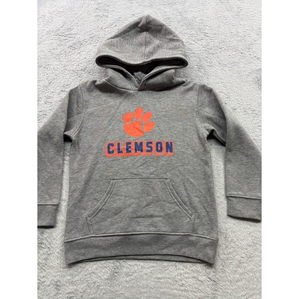 NCAA Clemson Tigers Youth Hoodie Rivalry Threads Gray Pullover‎ Size S 6/7 NWT